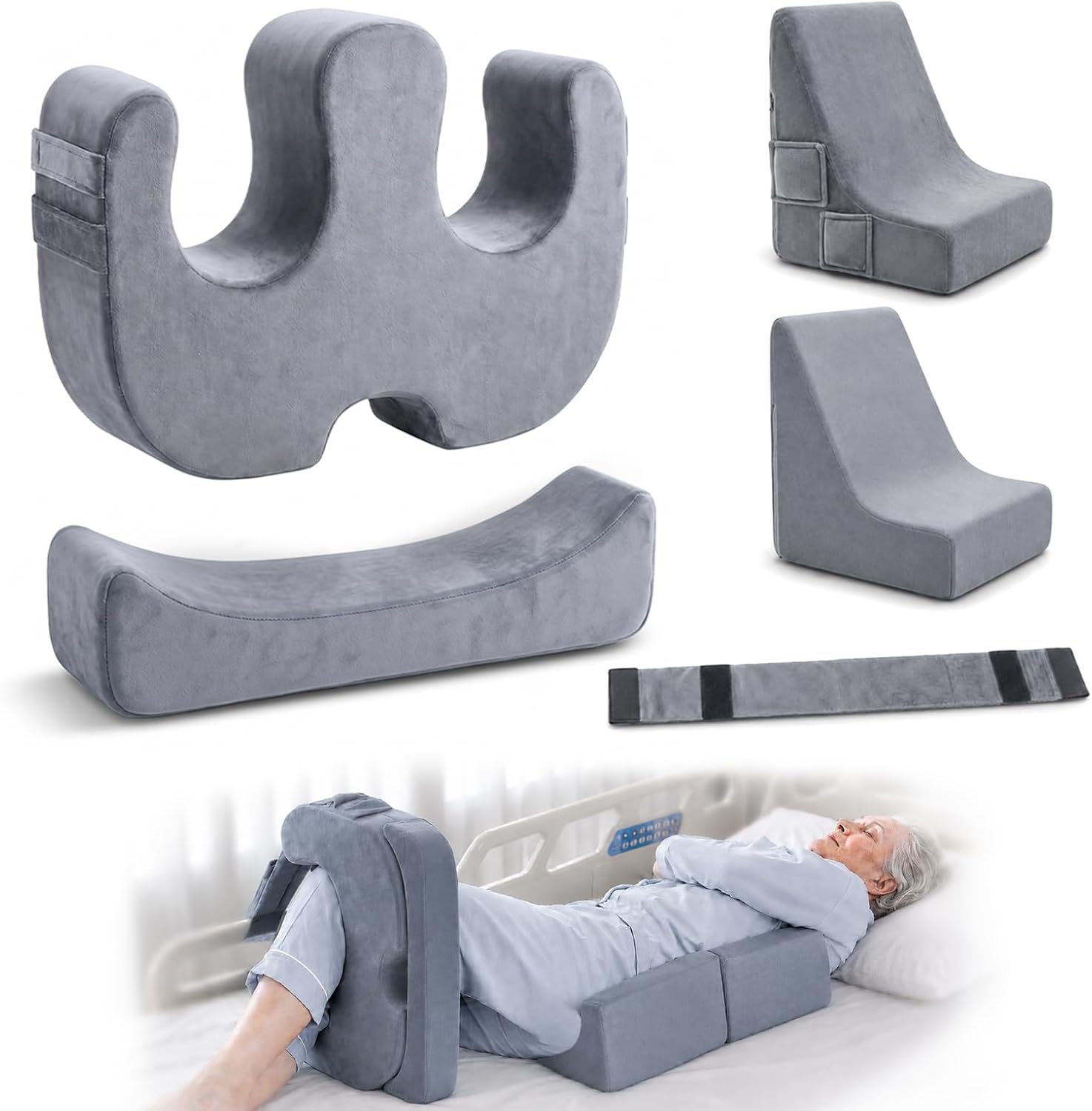 U-shaped patient turning pillow with a handle.